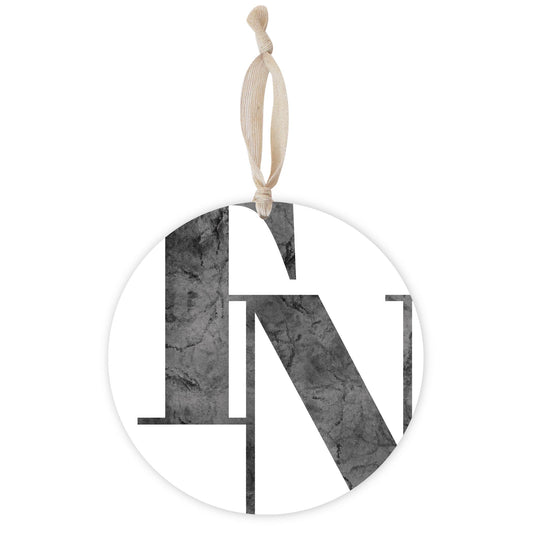 Minimalist B&W Tennessee White Initials | Wood Ornament | Eaches | Min 1