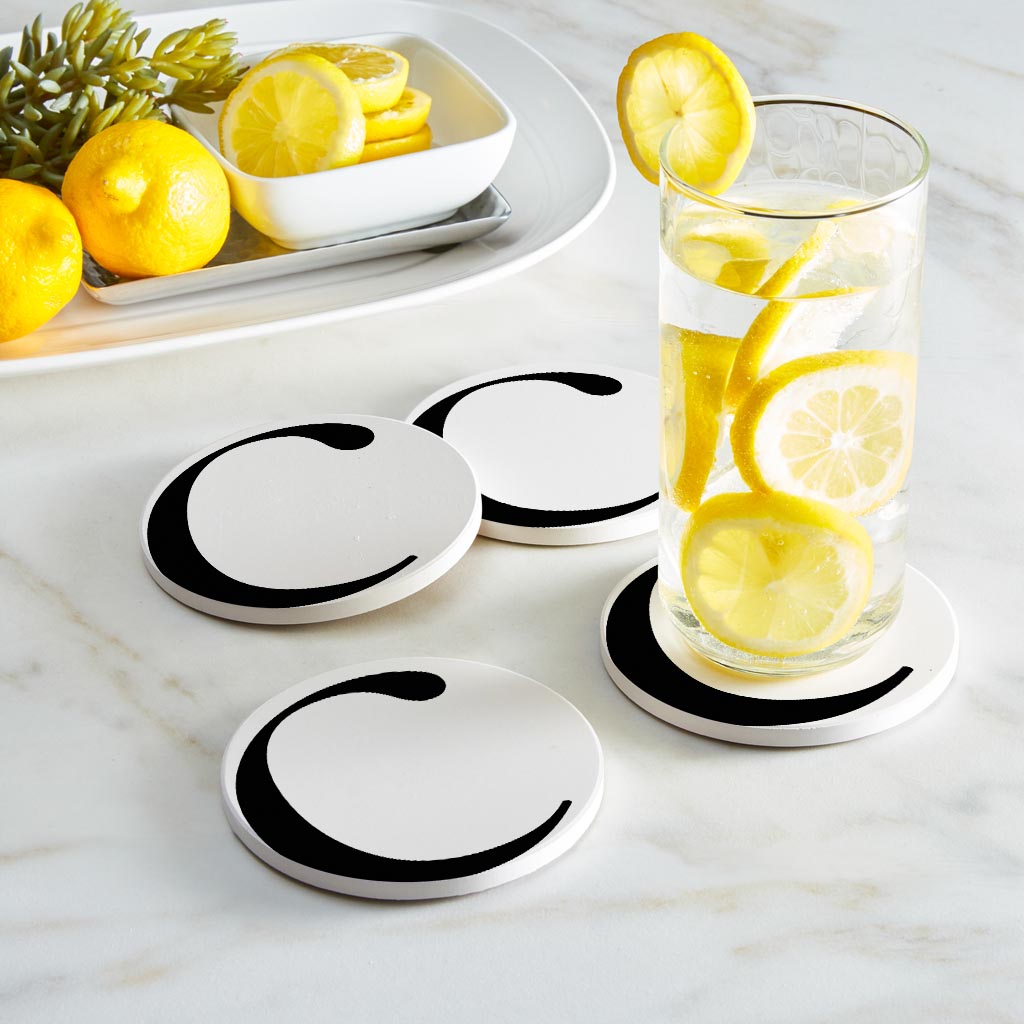 Minimalist Monogram C Circle | Absorbent Coasters | Set of 4 | Min 2