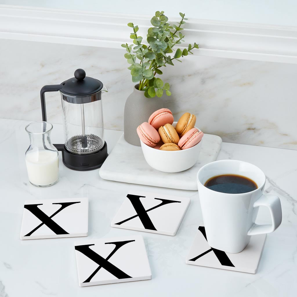 Minimal Monogram X | Absorbent Coasters | Set of 4 | Min 2