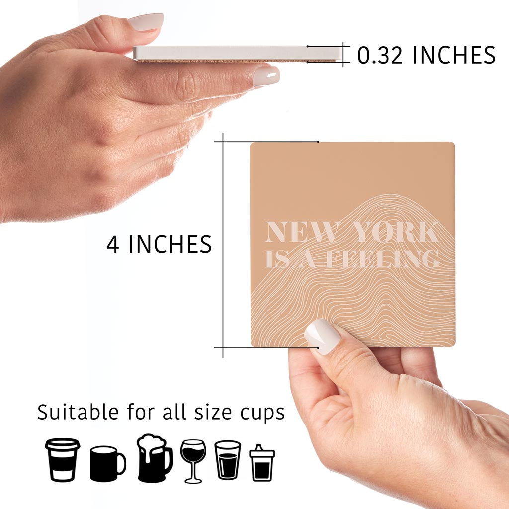 Modern Minimalist New York Is A Feeling | Absorbent Coasters | Set of 4 | Min 2