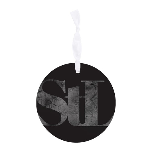 Minimalist B&W Missouri St Louis Black Initials| Wood Ornament | Eaches | Min 6