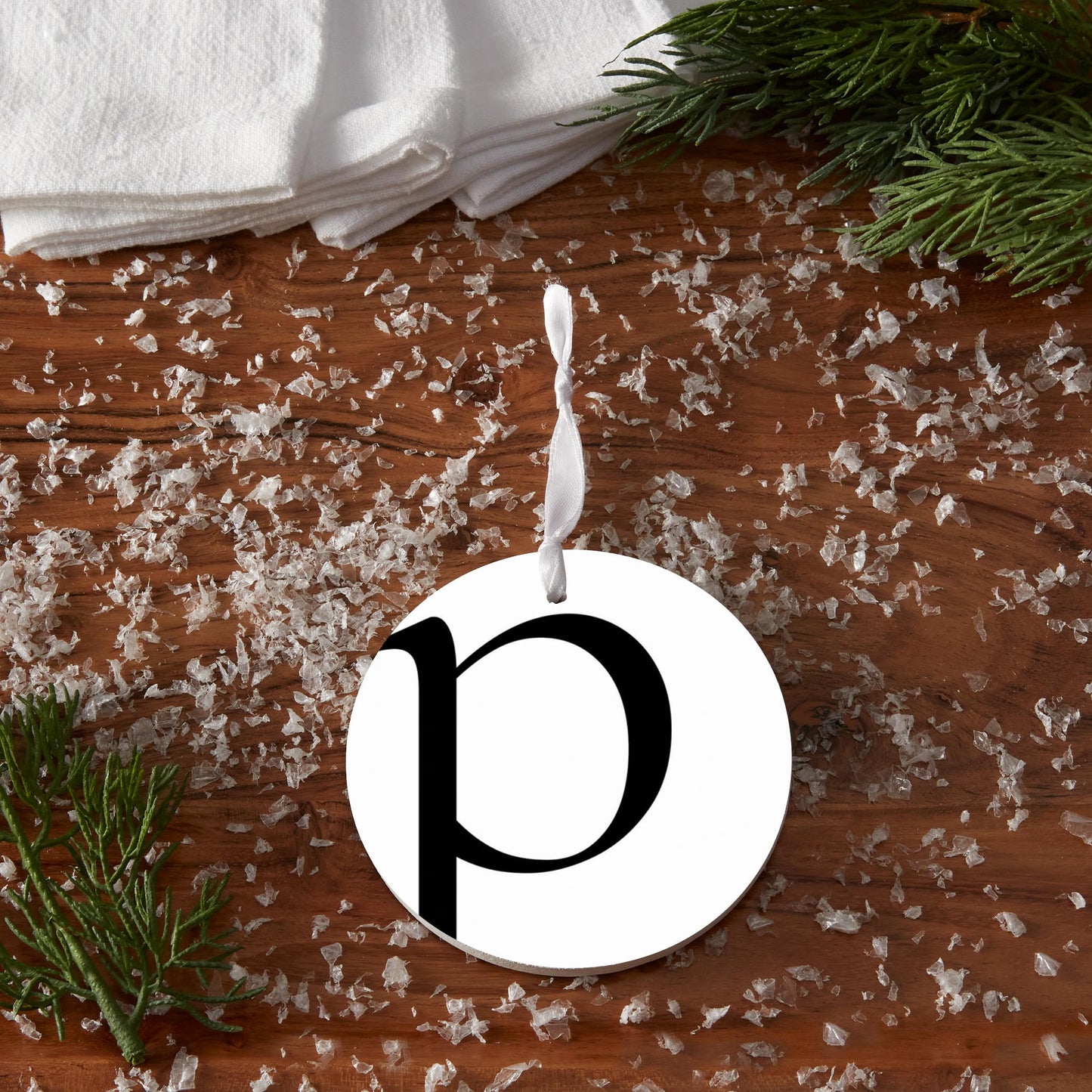 Minimalist Monogram P Circle| Wood Ornament | Eaches | Min 6