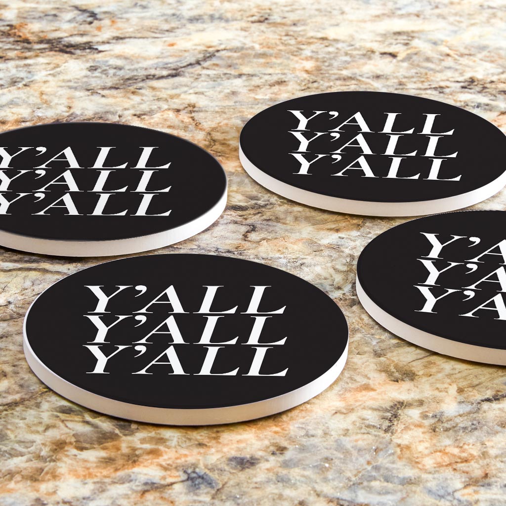 Minimalistic B&W Texas Yall| Absorbent Coasters | Set of 4 | Min 2