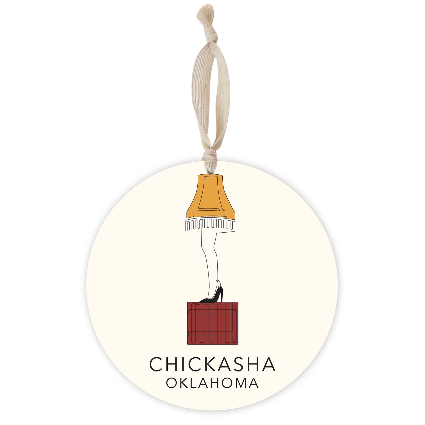 Modern Minimalist Oklahoma Colorful Chickasha Leg Lamp | Wood Ornament | Eaches | Min 1