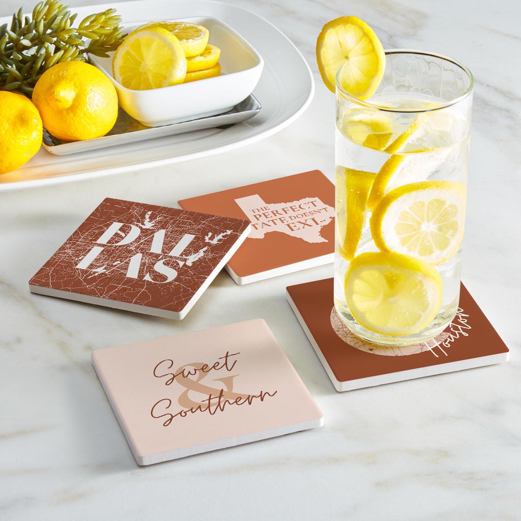 Modern Minimalist Texas Set | Absorbent Coasters | Set of 4 | Min 2