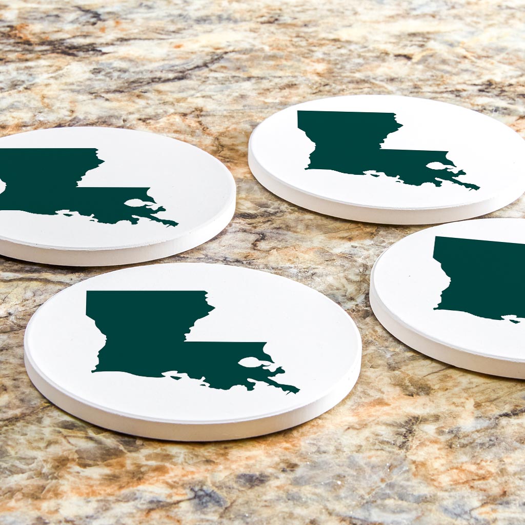 Blue White Louisiana State Shape | Absorbent Coasters | Set of 4 | Min 2