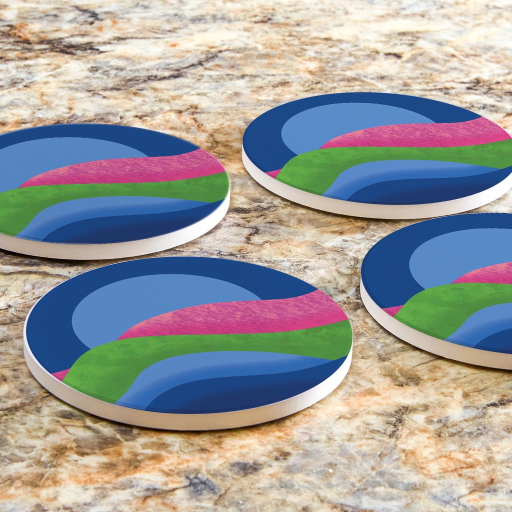 Polysexual Pride Moon Waves| Absorbent Coasters | Set of 4 | Min 2