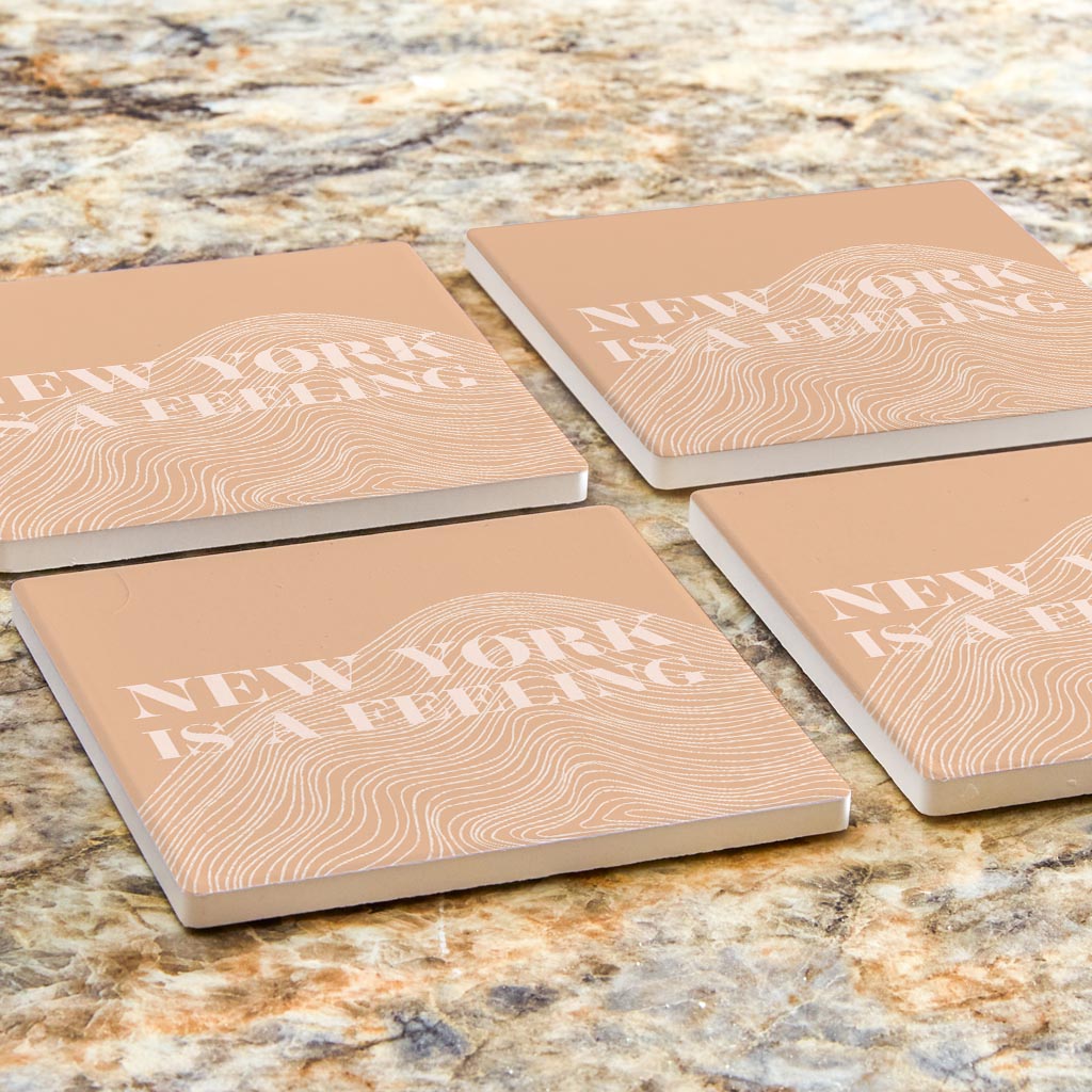 Modern Minimalist New York Is A Feeling | Absorbent Coasters | Set of 4 | Min 2