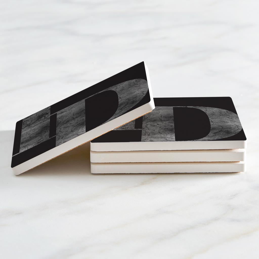 Minimalist B&W Idaho Black Initials | Absorbent Coasters | Set of 4 | Min 2