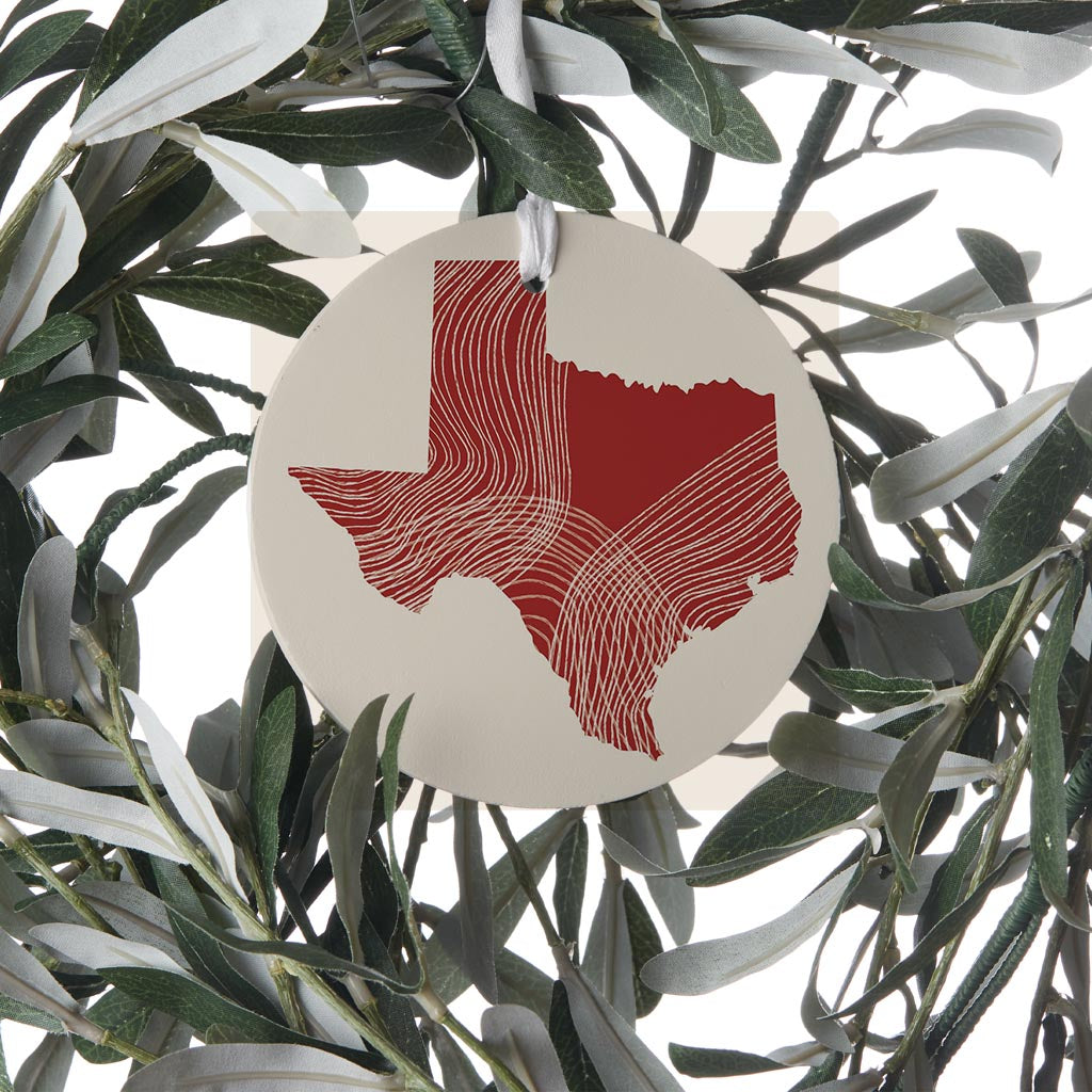 Modern Minimalist Texas Fluid Line State Shape | Wood Ornament | Eaches | Min 6