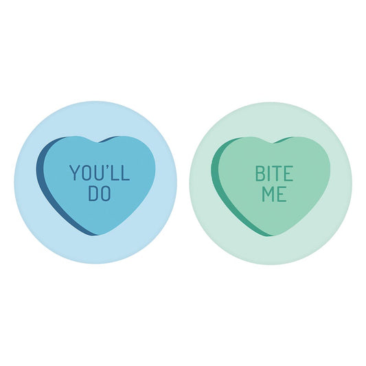 Funny Message Hearts Youll Do Bite Me| Absorbent Car Coasters | Set of 2 | Min 4