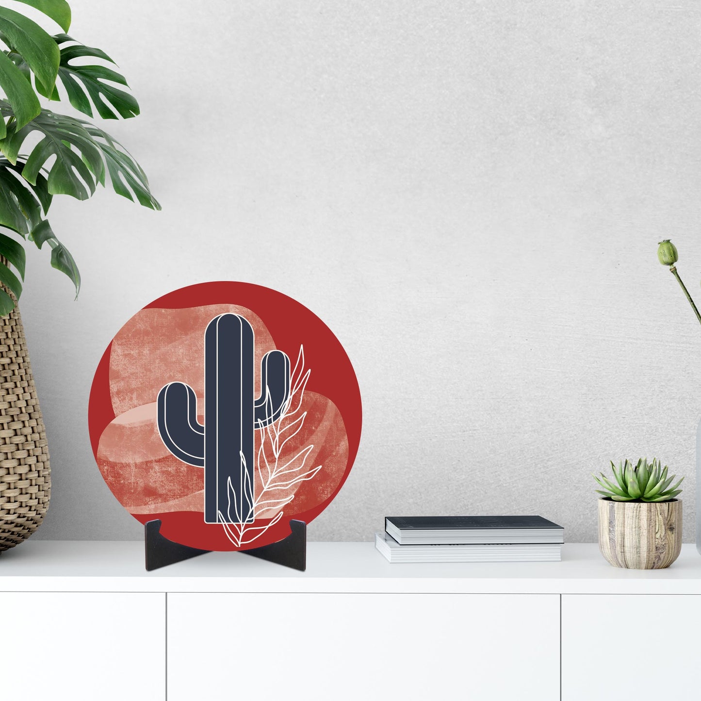 Modern Minimalist Texas Colors Cactus | Wood Sign | Eaches | Min 1