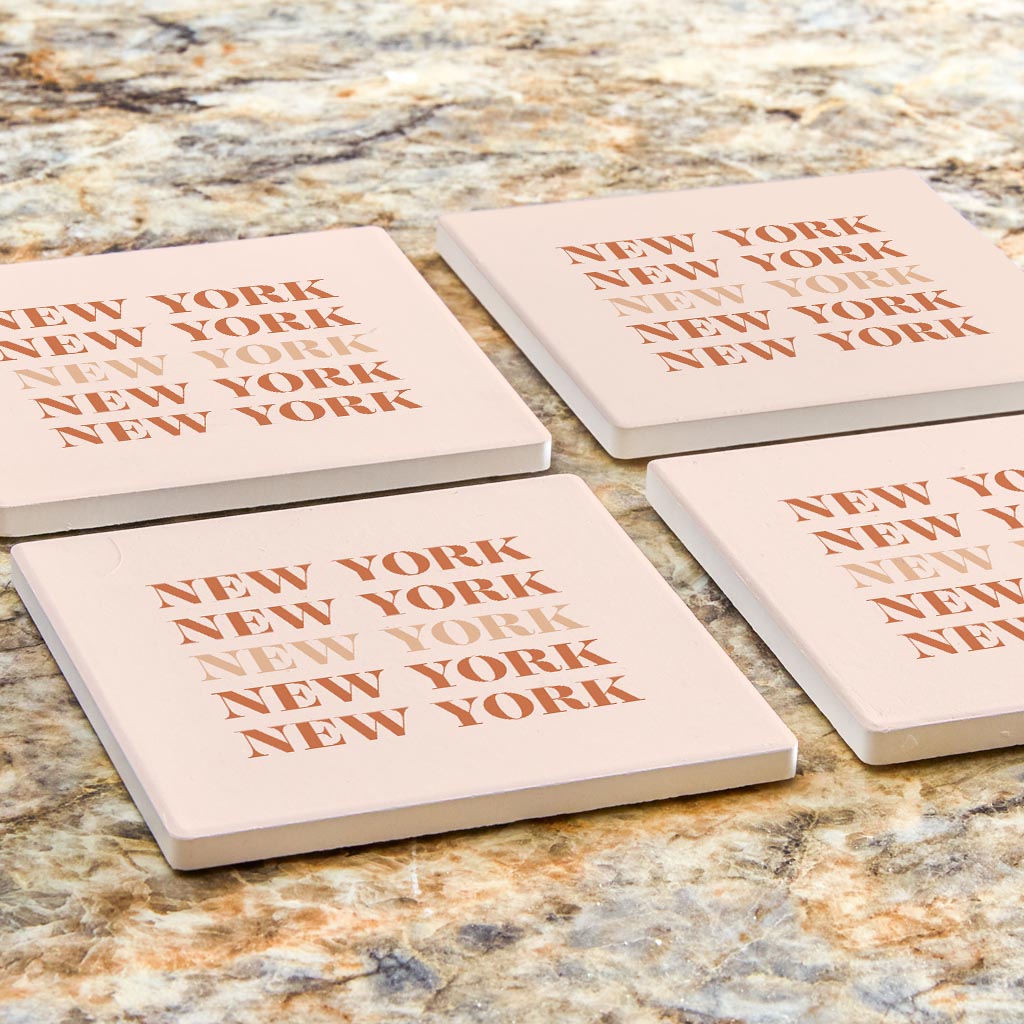 Modern Minimalist New York Repeated Light | Absorbent Coasters | Set of 4 | Min 2