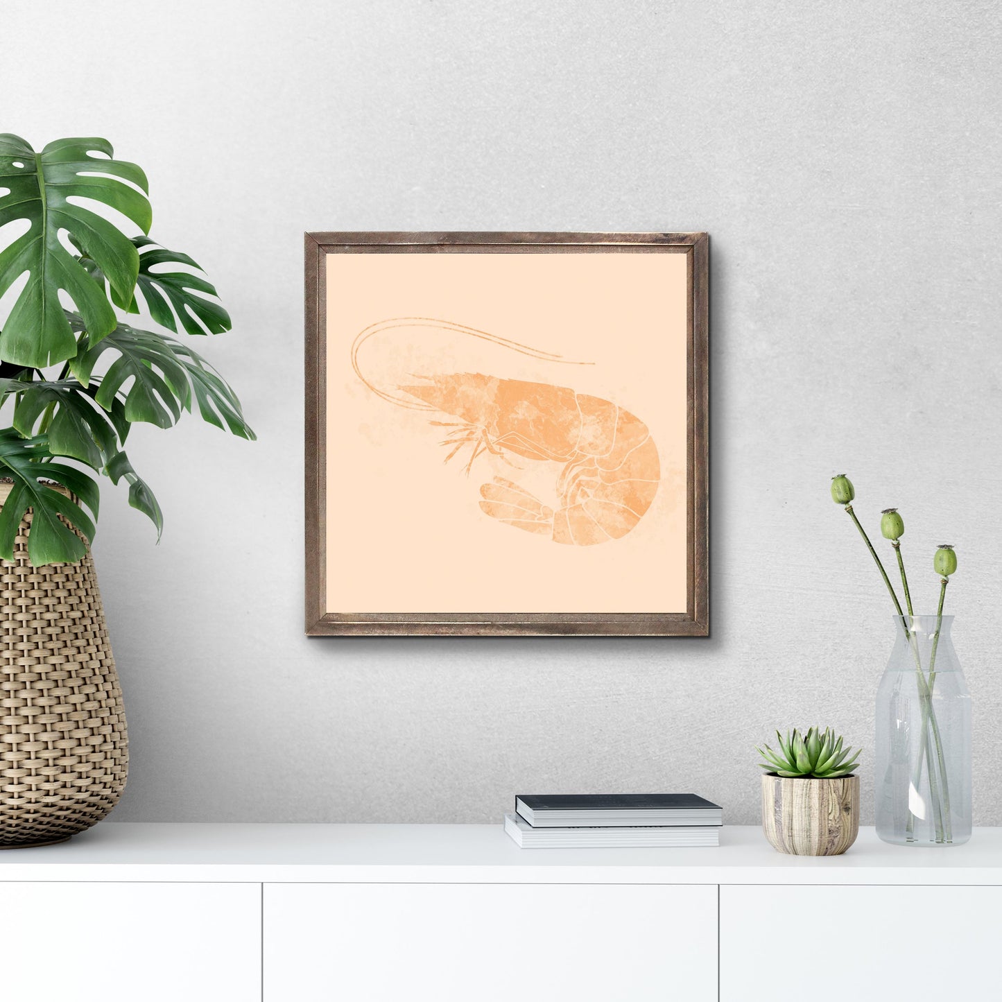 Louisiana Colorful Water Color Shrimp | Wood Sign | Eaches | Min 1