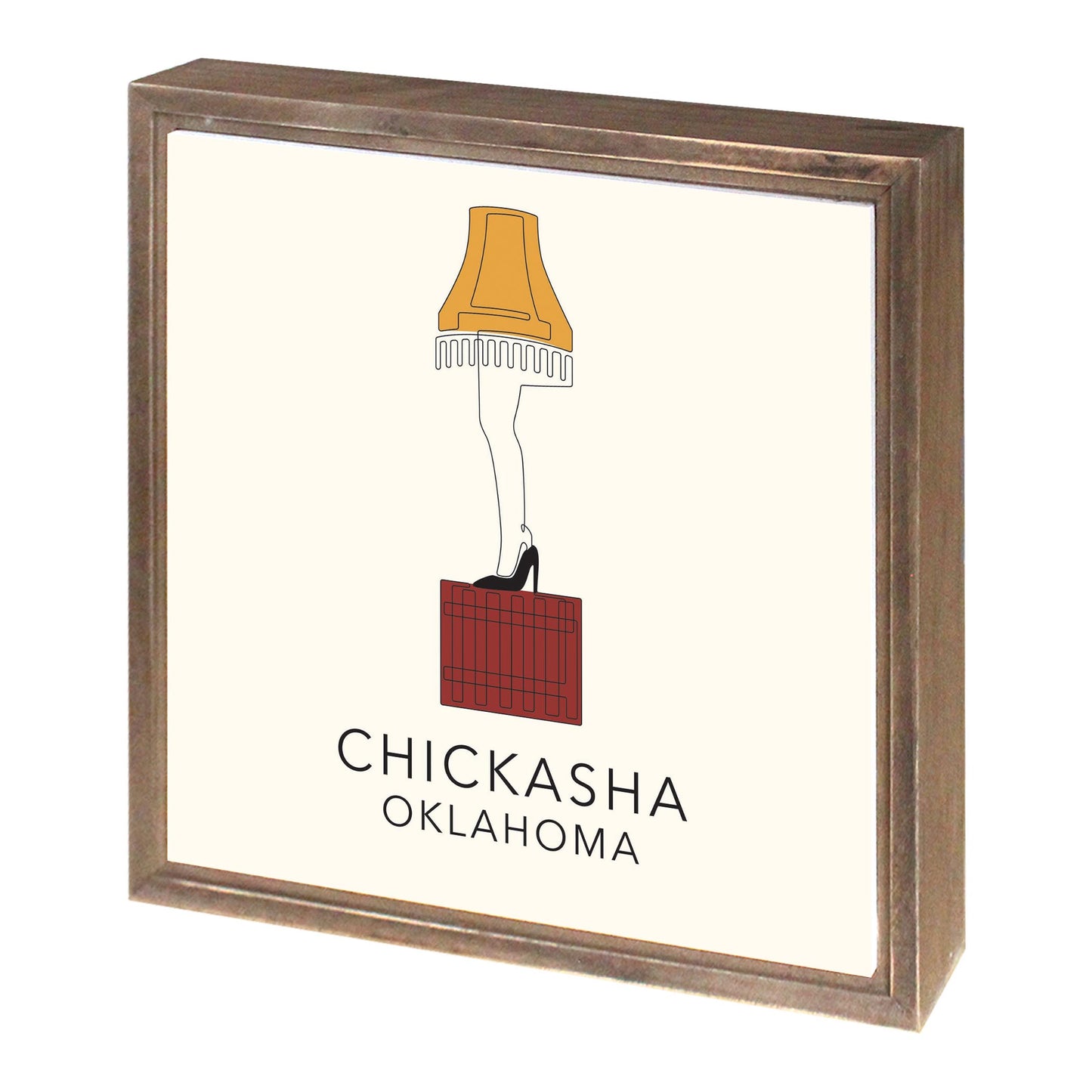 Modern Minimalist Oklahoma Colorful Chickasha Leg Lamp | Wood Sign | Eaches | Min 1