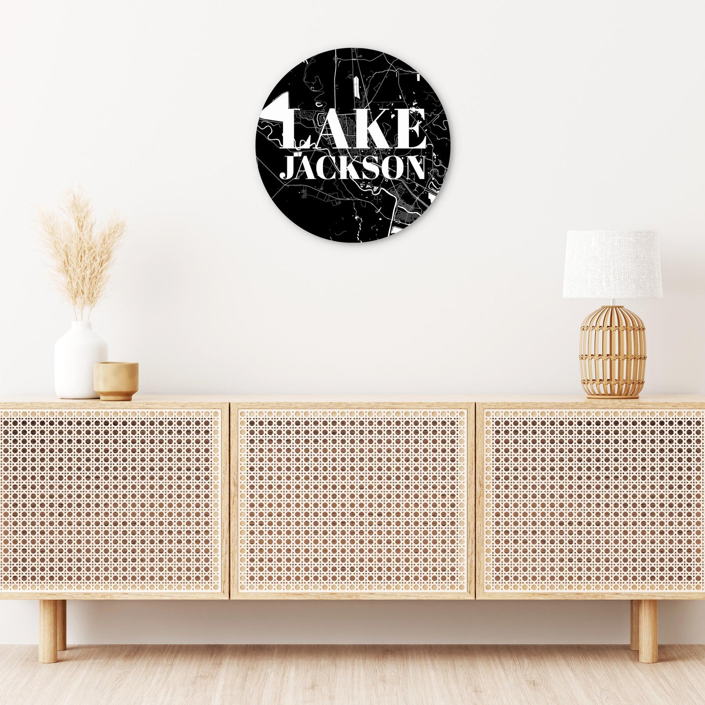 Minimalistic B&W Texas Lake Jackson Map | Wood Sign | Eaches | Min 1