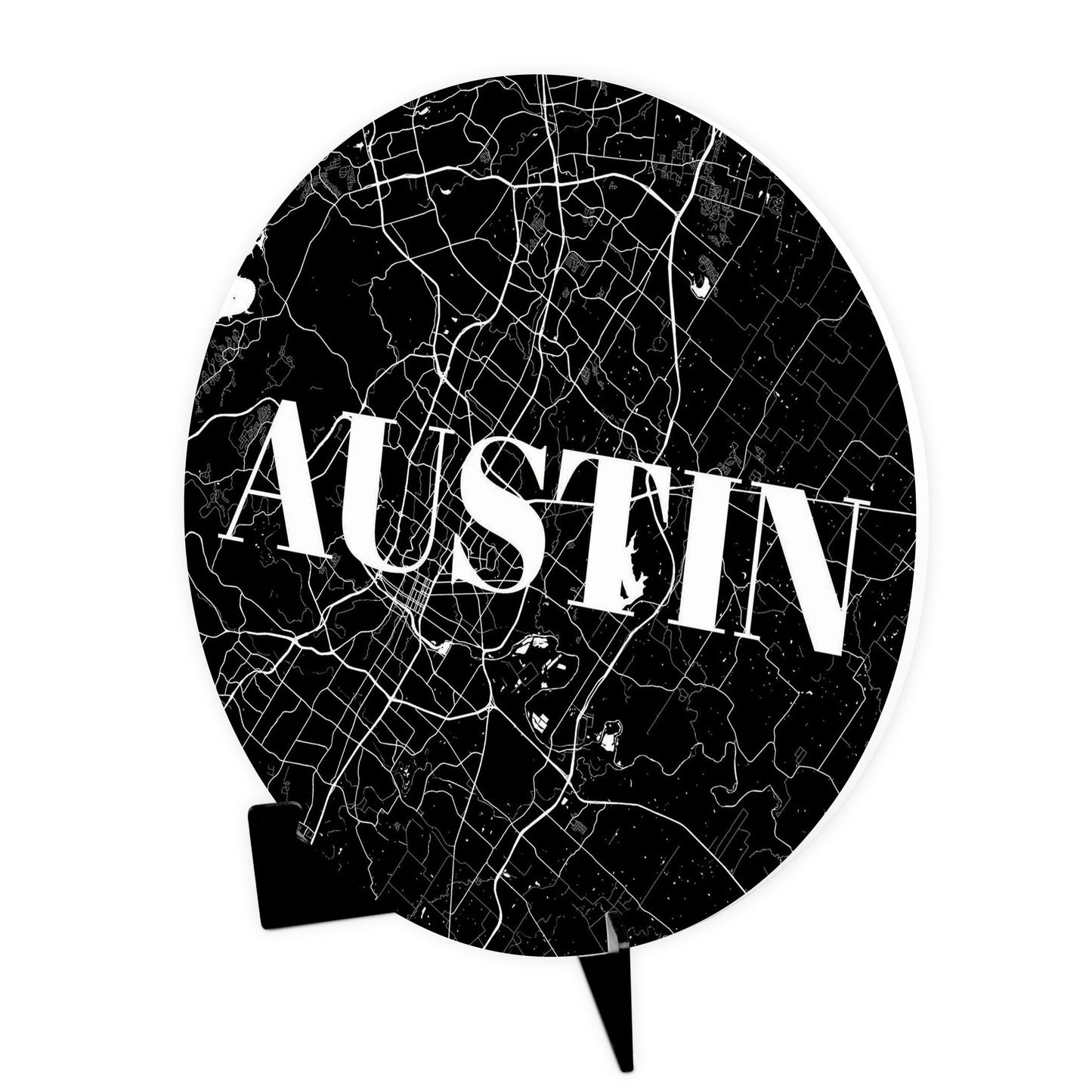 Minimalistic B&W Texas Austin Map | Wood Sign | Eaches | Min 1