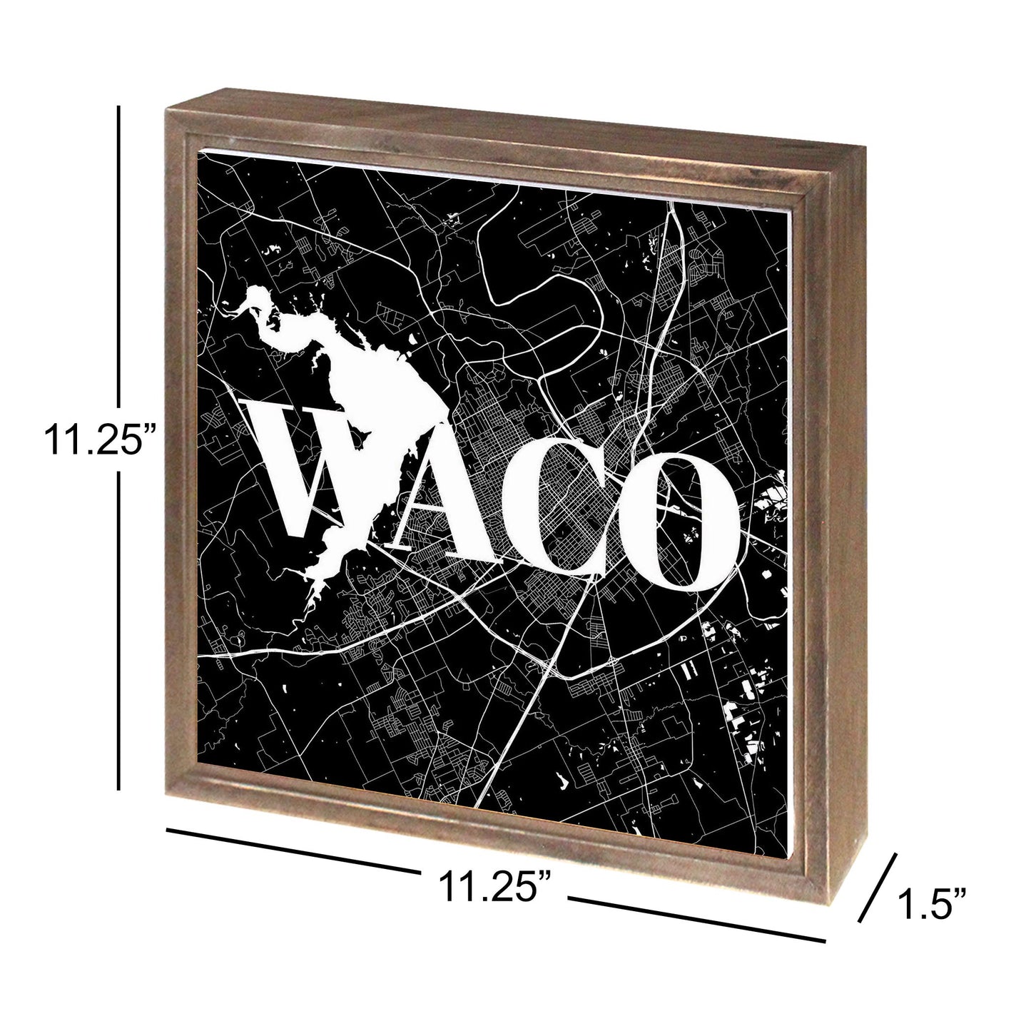 Minimalistic B&W Texas Waco Map | Wood Sign | Eaches | Min 1