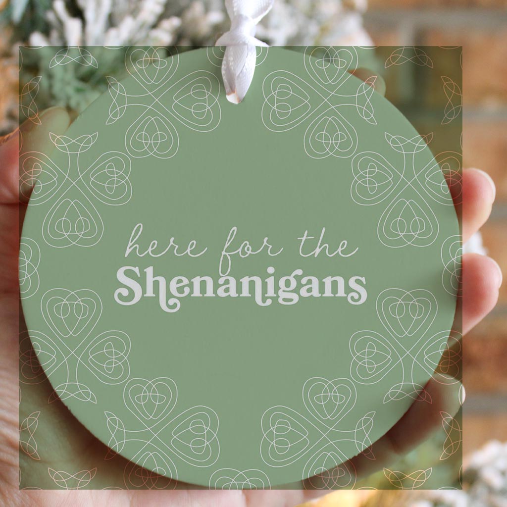 Sage Green Shamrock Here For The Shenanigans| Wood Ornament | Eaches | Min 6