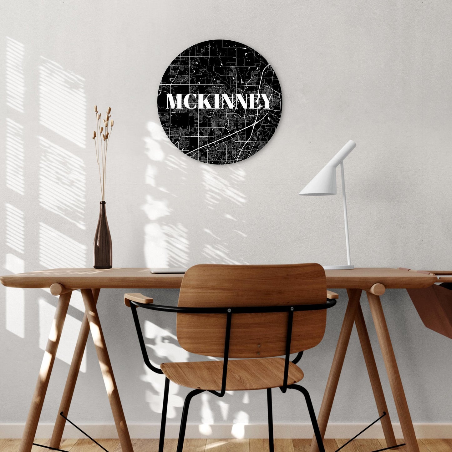 Minimalistic B&W Texas Mckinney Map | Wood Sign | Eaches | Min 1