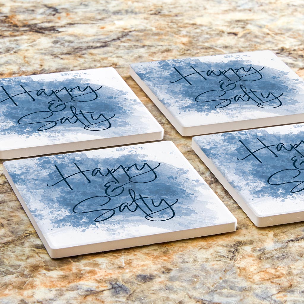 Happy Salty Water Color | Absorbent Coasters | Set of 4 | Min 2