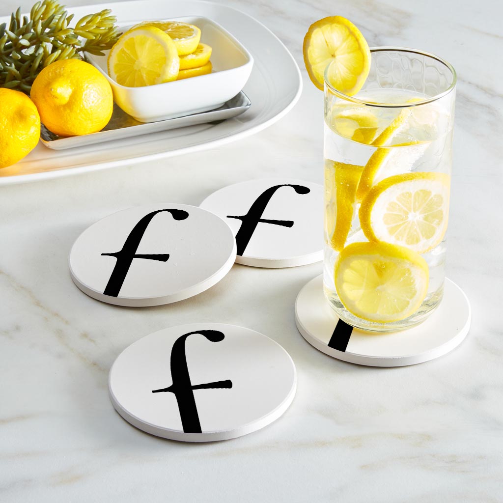 Minimalist Monogram F Circle | Absorbent Coasters | Set of 4 | Min 2