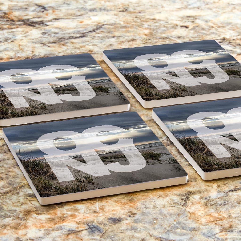 OCNJ Photo With Text | Absorbent Coasters | Set of 4 | Min 2