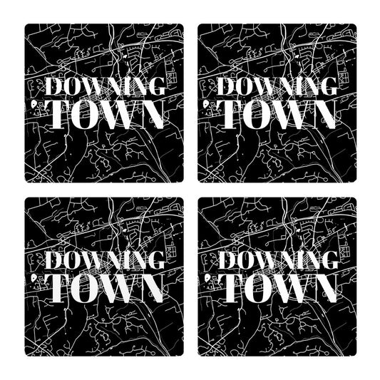 Minimalistic B&W Pennsylvania Downingtown Map | Absorbent Coasters | Set of 4 | Min 2