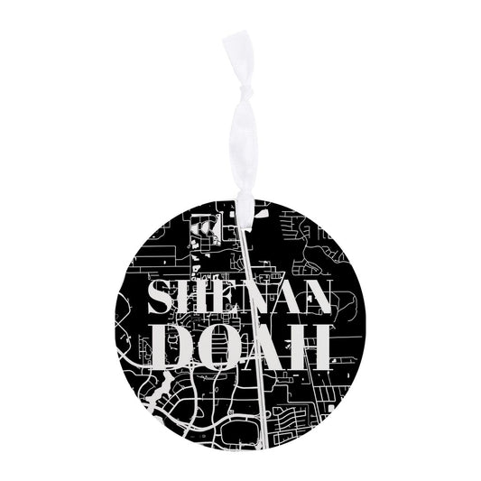 Minimalistic B&W Texas Shenandoah Map | Wood Ornament | Eaches | Min 6