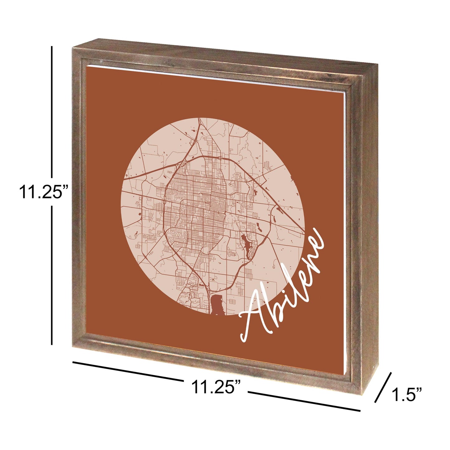 Modern Minimalist Texas Abilene Circle Map | Wood Sign | Eaches | Min 1