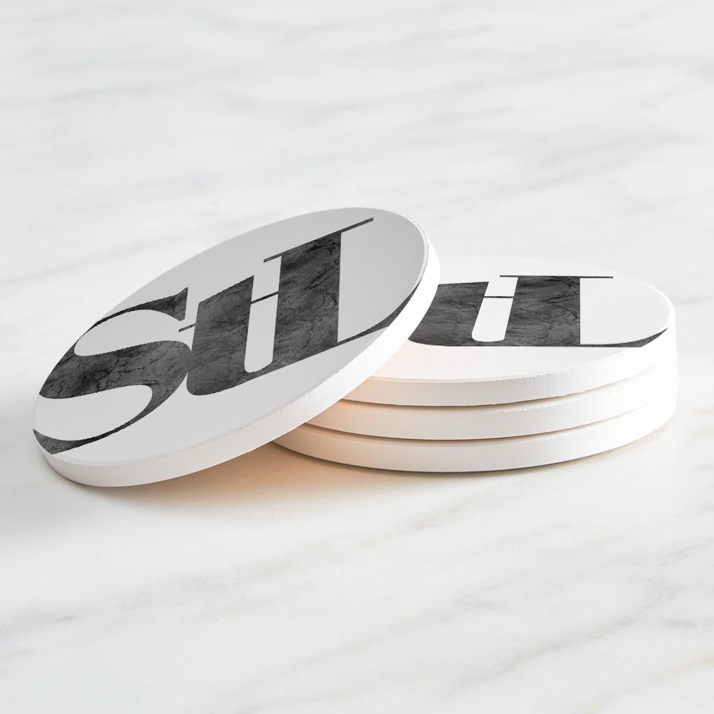 Minimalist B&W Missouri St Louis White Initials | Absorbent Coasters | Set of 4 | Min 2