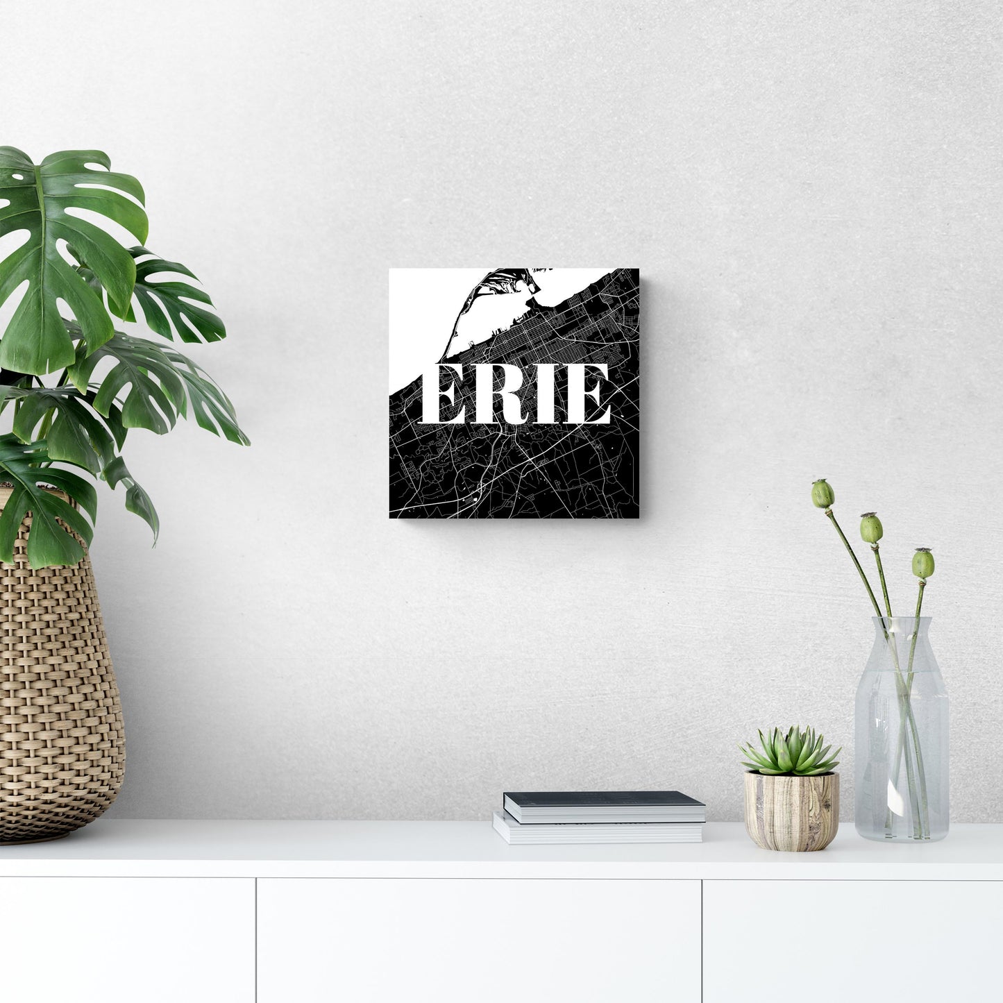 Minimalistic B&W Pennsylvania Erie Map | Wood Sign | Eaches | Min 2