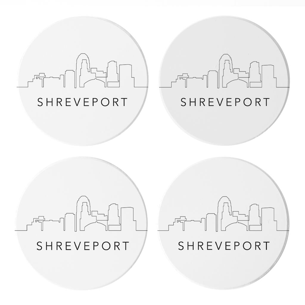 Modern Louisiana Shreveport City Line Drawing | Absorbent Coasters | Set of 4 | Min 2