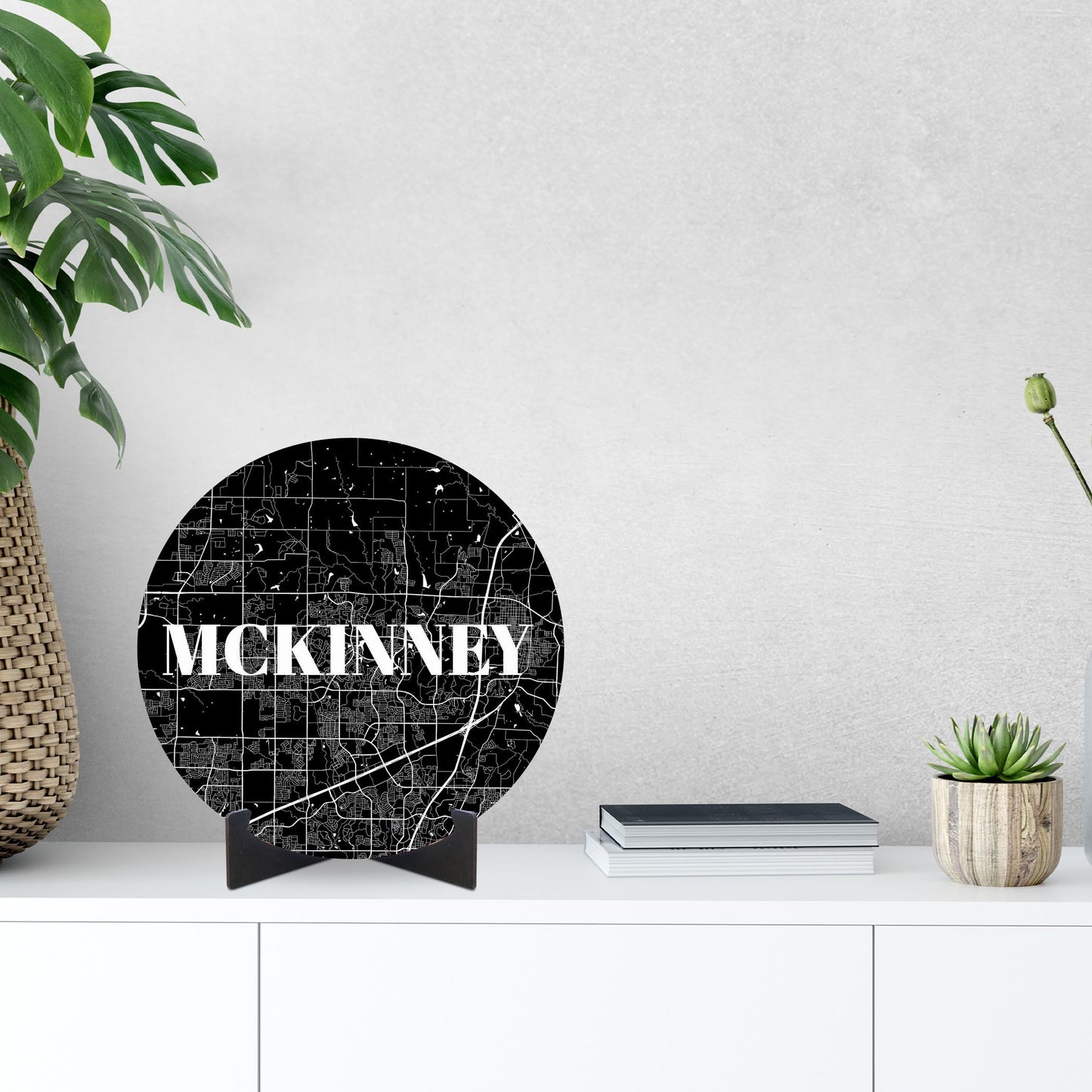 Minimalistic B&W Texas Mckinney Map | Wood Sign | Eaches | Min 1