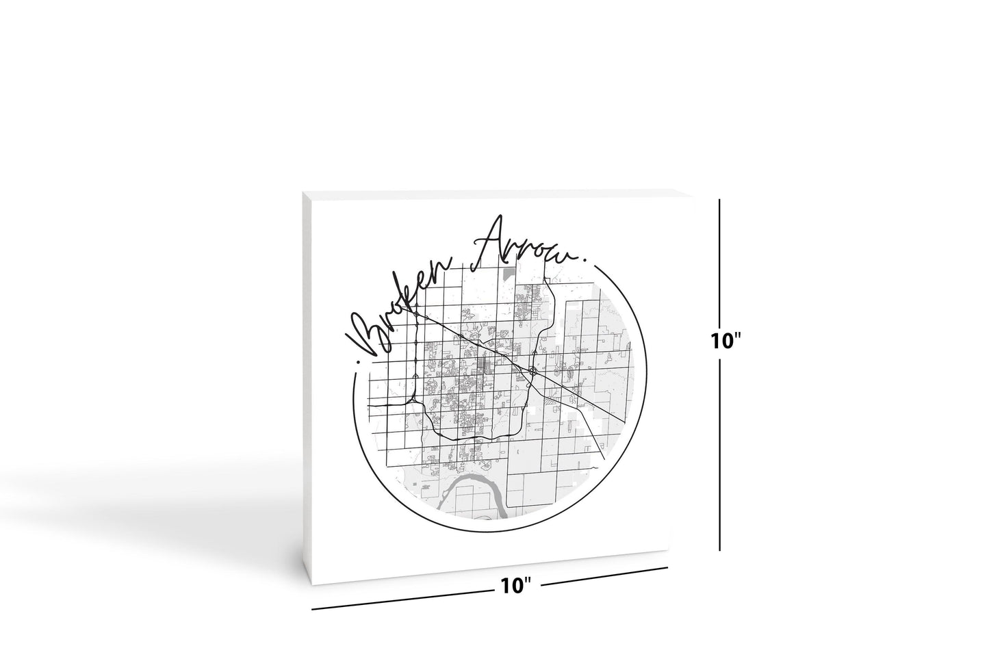 Modern Oklahoma Broken Arrow Map | Wood Block | Eaches | Min 2