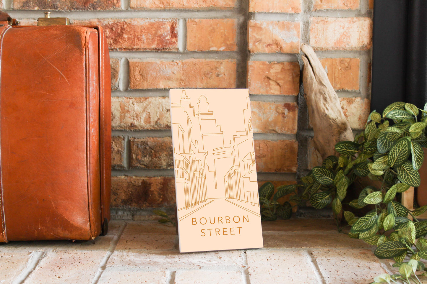 Modern Minimalist Louisiana Bourbon Street Line Drawing | Wood Sign | Eaches | Min 4