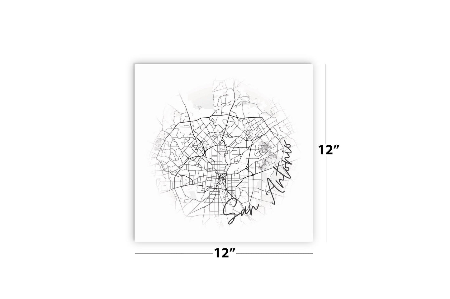 Minimalistic B&W Texas San Antonio Circle Map | Wood Sign | Eaches | Min 2