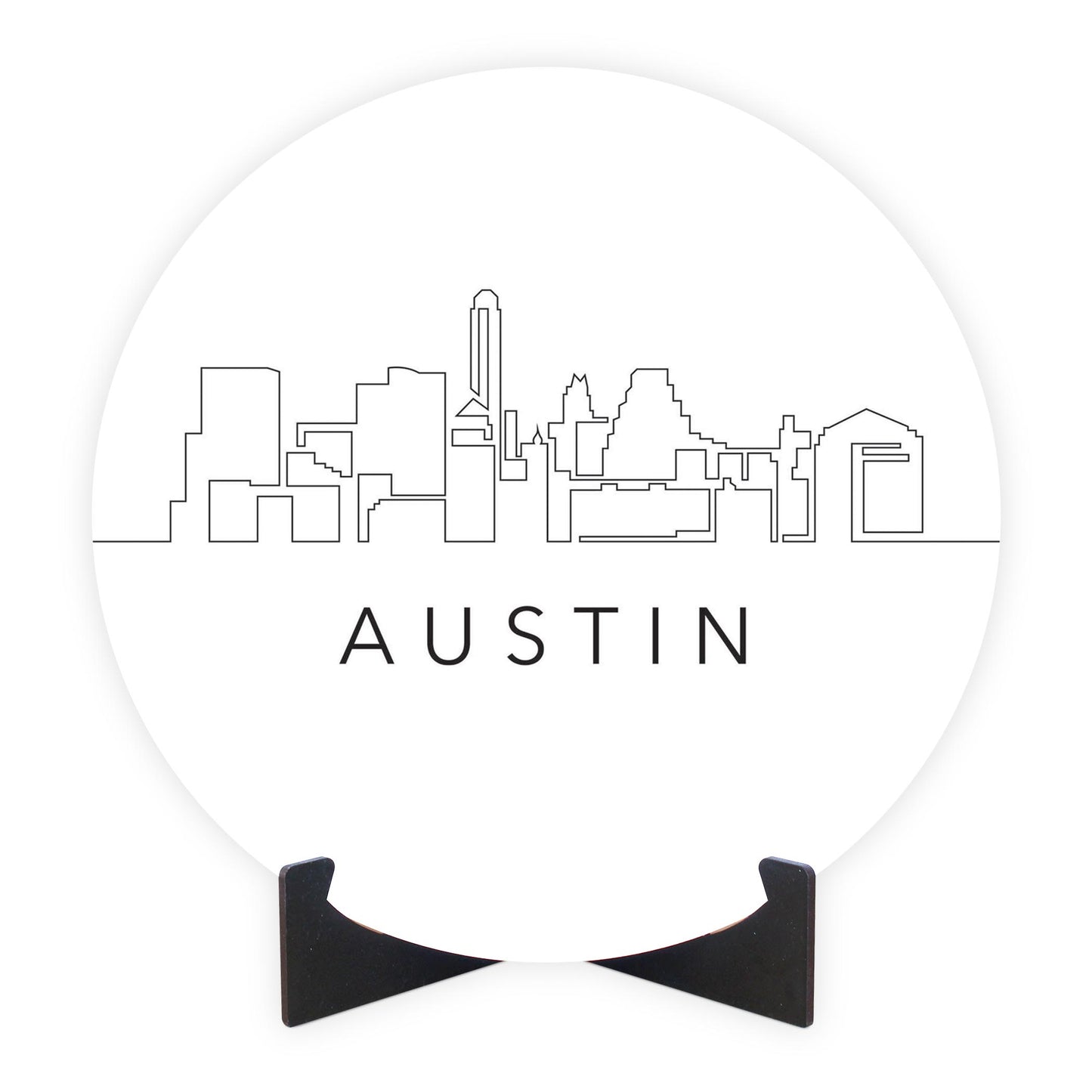 Minimalist B&W Texas Austin Skyline | Wood Sign | Eaches | Min 1