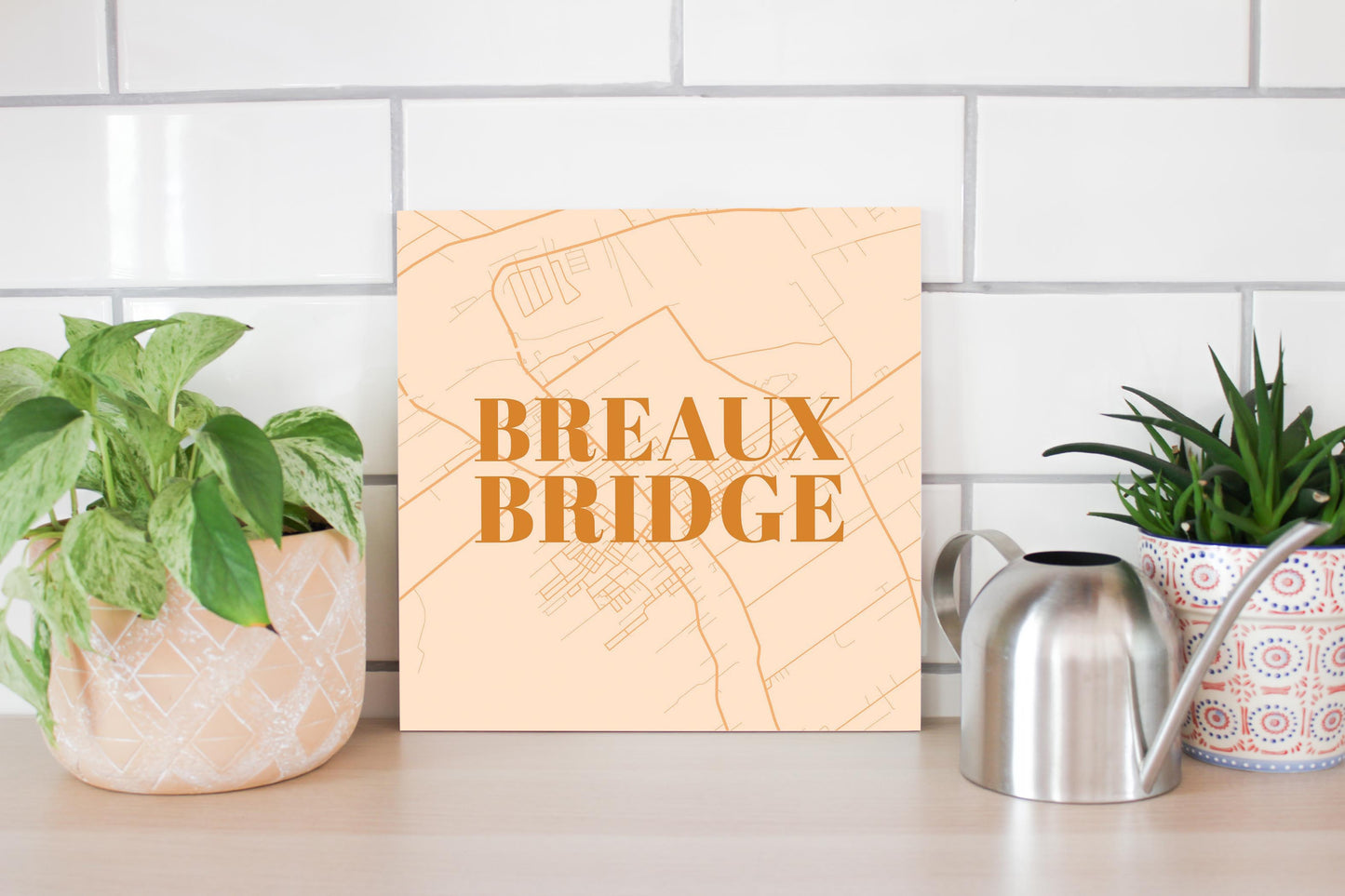 Modern Minimalist Louisiana Breaux Bridge Map | Wood Sign | Eaches | Min 2