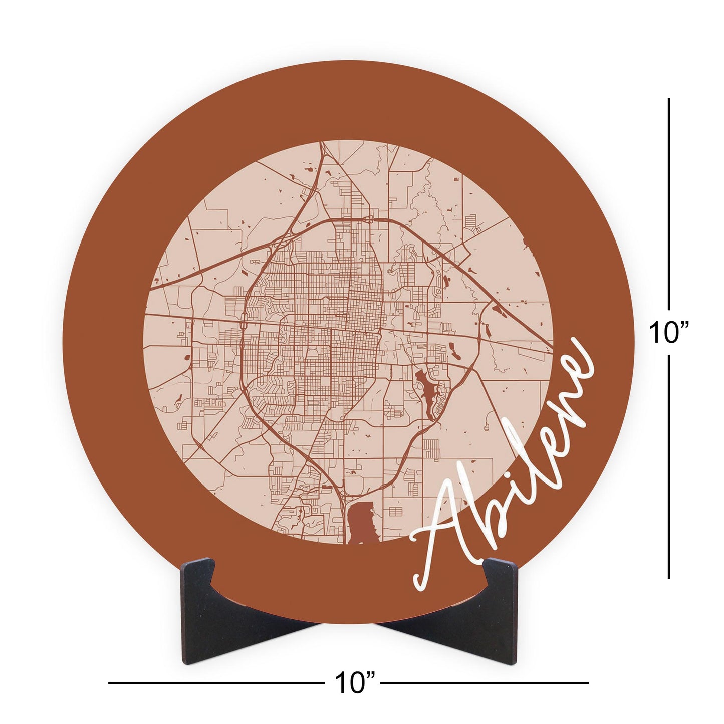 Modern Minimalist Texas Abilene Circle Map | Wood Sign | Eaches | Min 1