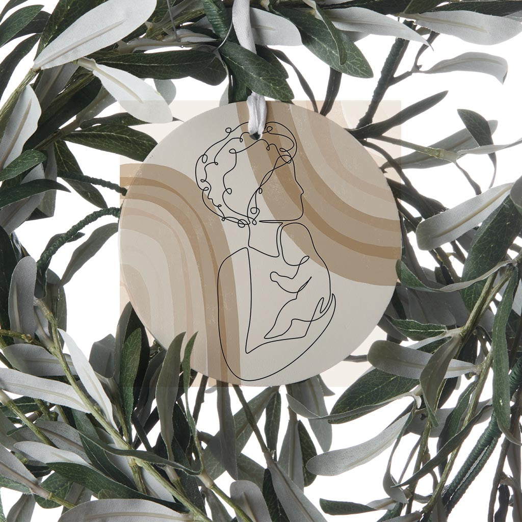 Modern Minimalist Mothers Day Mom Baby | Wood Ornament | Eaches | Min 6