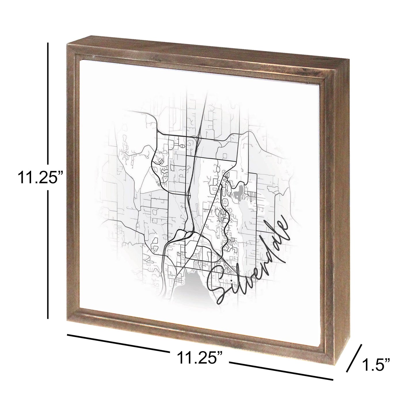 Minimalistic B&W Washington Silverdale Circle Map | Wood Sign | Eaches | Min 1