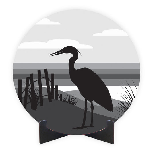 Minimalistic B&W Cape Cod Heron Illustration | Wood Sign | Eaches | Min 1