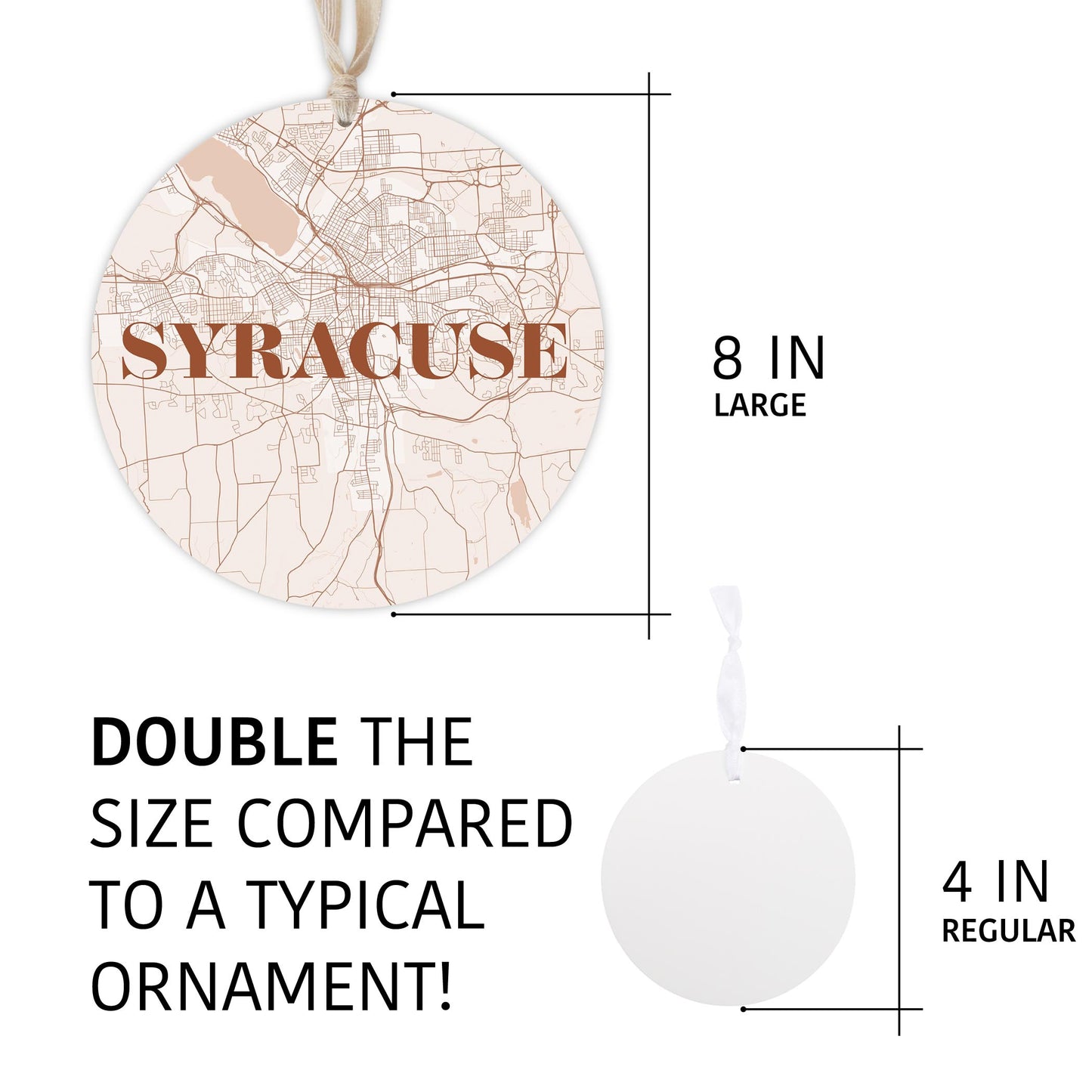 Modern Minimalist New York Syracuse Map | Wood Ornament | Eaches | Min 1