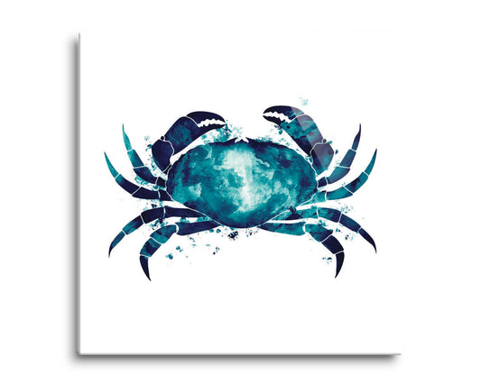 New England Water Color Crab | Hi-Def Glass Art | Eaches | Min 2