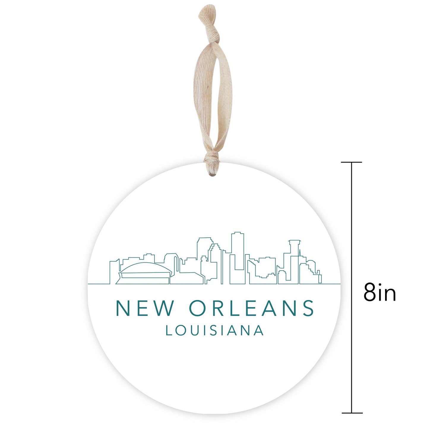 Blue White New Orleans Skyline | Wood Ornament | Eaches | Min 1