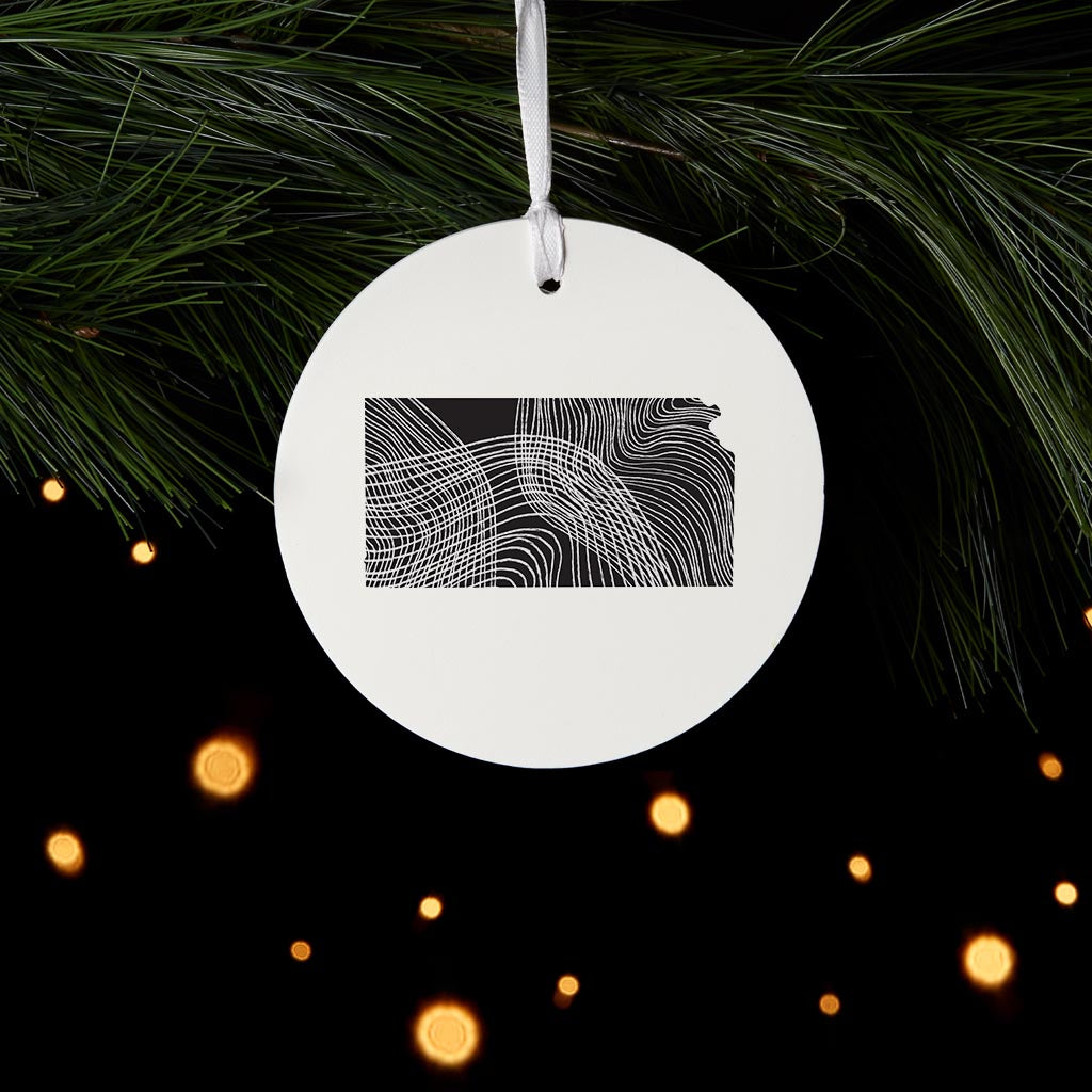 Minimalist B&W Kansas State Shape | Wood Ornament | Eaches | Min 6