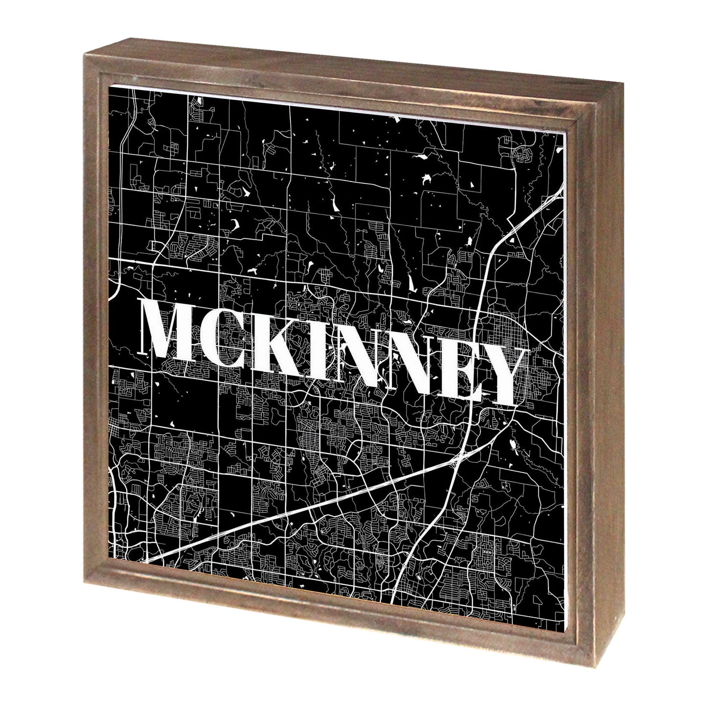 Minimalistic B&W Texas Mckinney Map | Wood Sign | Eaches | Min 1