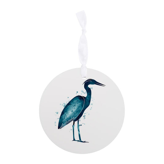 New England Water Color Heron| Wood Ornament | Eaches | Min 6