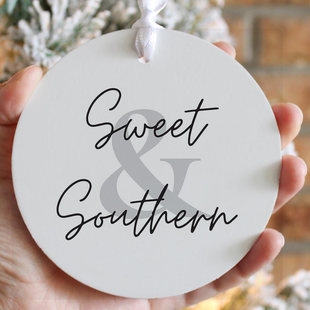 Minimalistic B&W Texas Sweet Southern | Wood Ornament | Eaches | Min 6